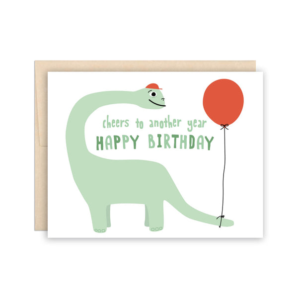 Dinosaur with Balloon Happy Birthday